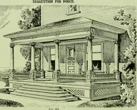 An illustration from Millwork catalogue : makers of the original patent dowelled doors, sash, blinds, fine interior finish, store and office fixtures, bank counters, dealers in lumber, etc (1904)