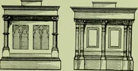 An illustration from Millwork catalogue : makers of the original patent dowelled doors, sash, blinds, fine interior finish, store and office fixtures, bank counters, dealers in lumber, etc (1904)
