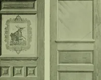 An illustration from Millwork catalogue : makers of the original patent dowelled doors, sash, blinds, fine interior finish, store and office fixtures, bank counters, dealers in lumber, etc (1904)