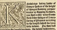 An illustration from A mirror for mathematiques: : a golden gem for geometricians: a sure safety for saylers, and an auncient antiquary for astronomers and astrologians. Contayning also an order howe to make an astronimicall instrument, called the astrolab, vvith the vse thereof. Also a playne and most easie instruction for erection of a figure for the 12. houses of the heauens. A work most profitable for all such as are students in astrenomie, & geometrie, and generally most necessarie for all learners in mathematicall artes. The contents of which booke you shall find in the next page. (1587)