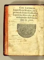 An illustration from Miscelaneo espiritual, en el idioma zapoteco, que administra la provincia de Oaxac, de la Orden de Predicadores. : En que se contienen los quinze misterios del Santissimo Rosario, con sus ofrecimientos en cada uno. Las mas principales indulgencias, que ganan sus cofrades. Con diez y seis exemplos de lo mismo. Algunas oraciones deuotas, para la vida, y para la muerte. El cathecismo de toda la doctrina christiana. Con un confessionario para los que empieçan à aprender el dicho idioma. (1666)