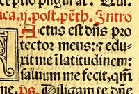 An illustration from Missale romanum ordinarium. : Misale romanum nuper adoptatum co[m]modu[m] quoru[m]cu[m]q[ue] sacerdotu[m] summa diligentia distinctu[m]: atq[ue] ita ex nouo ordine digestu[m] vt apposit[is] introitib[us], gradualib[us], offertorijs [et] co[m]munionibus o[mn]es miss[a]e sint in suis loc[is] integre. In quo etia[m] adiunct[a]e sunt mult[a]e miss[a]e uou[a]e [sic], [et] alia plurima sup[er]addita, q[uae] in missalib[us] hacten[us] i[m]p[re]ssis d[e]sideraba[n]tur. 1561 (1561)