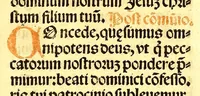 An illustration from Missale romanum ordinarium. : Misale romanum nuper adoptatum co[m]modu[m] quoru[m]cu[m]q[ue] sacerdotu[m] summa diligentia distinctu[m]: atq[ue] ita ex nouo ordine digestu[m] vt apposit[is] introitib[us], gradualib[us], offertorijs [et] co[m]munionibus o[mn]es miss[a]e sint in suis loc[is] integre. In quo etia[m] adiunct[a]e sunt mult[a]e miss[a]e uou[a]e [sic], [et] alia plurima sup[er]addita, q[uae] in missalib[us] hacten[us] i[m]p[re]ssis d[e]sideraba[n]tur. 1561 (1561)