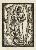 An illustration from Missa sacratissimi rosarii Beatissimae Virginis Mariae : priuilegiata a domino nostro Papa Paulo III. et Gregorio Decimotertio : cum missis de S. Angelo Custode, de S. Gregorio papa conf. & Ecclesiae doctore, de Sancto Carolo episcopo, ac de Sanctis Quindecim Auxiliatoribus (1618)