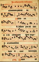 An illustration from Misse familiares cum suis ca[n]tibu[us] angelicis nuperrime ad vngue[m] recognite : nam pleraq[ue] in vetustiorib[us] exe[m]plarib[us] truncata, in hac nouissima recognitione reintegrata sunt sicuti precipue in intonationibus Psalmorum videre est. Misse sole[n]niores toti[us] anni, nuperrime ad vngue[m] recognite. Communes prose totius anni nouissime emendate (1526)