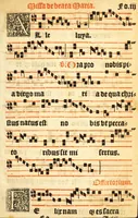 An illustration from Misse familiares cum suis ca[n]tibu[us] angelicis nuperrime ad vngue[m] recognite : nam pleraq[ue] in vetustiorib[us] exe[m]plarib[us] truncata, in hac nouissima recognitione reintegrata sunt sicuti precipue in intonationibus Psalmorum videre est. Misse sole[n]niores toti[us] anni, nuperrime ad vngue[m] recognite. Communes prose totius anni nouissime emendate (1526)