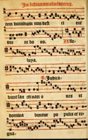 An illustration from Misse familiares cum suis ca[n]tibu[us] angelicis nuperrime ad vngue[m] recognite : nam pleraq[ue] in vetustiorib[us] exe[m]plarib[us] truncata, in hac nouissima recognitione reintegrata sunt sicuti precipue in intonationibus Psalmorum videre est. Misse sole[n]niores toti[us] anni, nuperrime ad vngue[m] recognite. Communes prose totius anni nouissime emendate (1526)