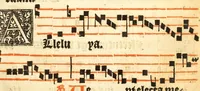 An illustration from Misse familiares cum suis ca[n]tibu[us] angelicis nuperrime ad vngue[m] recognite : nam pleraq[ue] in vetustiorib[us] exe[m]plarib[us] truncata, in hac nouissima recognitione reintegrata sunt sicuti precipue in intonationibus Psalmorum videre est. Misse sole[n]niores toti[us] anni, nuperrime ad vngue[m] recognite. Communes prose totius anni nouissime emendate (1526)