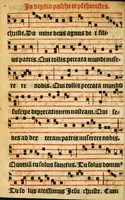 An illustration from Misse familiares cum suis ca[n]tibu[us] angelicis nuperrime ad vngue[m] recognite : nam pleraq[ue] in vetustiorib[us] exe[m]plarib[us] truncata, in hac nouissima recognitione reintegrata sunt sicuti precipue in intonationibus Psalmorum videre est. Misse sole[n]niores toti[us] anni, nuperrime ad vngue[m] recognite. Communes prose totius anni nouissime emendate (1526)