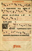 An illustration from Misse familiares cum suis ca[n]tibu[us] angelicis nuperrime ad vngue[m] recognite : nam pleraq[ue] in vetustiorib[us] exe[m]plarib[us] truncata, in hac nouissima recognitione reintegrata sunt sicuti precipue in intonationibus Psalmorum videre est. Misse sole[n]niores toti[us] anni, nuperrime ad vngue[m] recognite. Communes prose totius anni nouissime emendate (1526)