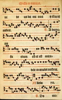 An illustration from Misse familiares cum suis ca[n]tibu[us] angelicis nuperrime ad vngue[m] recognite : nam pleraq[ue] in vetustiorib[us] exe[m]plarib[us] truncata, in hac nouissima recognitione reintegrata sunt sicuti precipue in intonationibus Psalmorum videre est. Misse sole[n]niores toti[us] anni, nuperrime ad vngue[m] recognite. Communes prose totius anni nouissime emendate (1526)