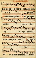 An illustration from Misse familiares cum suis ca[n]tibu[us] angelicis nuperrime ad vngue[m] recognite : nam pleraq[ue] in vetustiorib[us] exe[m]plarib[us] truncata, in hac nouissima recognitione reintegrata sunt sicuti precipue in intonationibus Psalmorum videre est. Misse sole[n]niores toti[us] anni, nuperrime ad vngue[m] recognite. Communes prose totius anni nouissime emendate (1526)