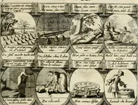 An illustration from M. Laurentii Wolfgangi Woyttens Emblematischer Parnassus : worauf die Musen, ihre Blumen-Lese, zu allerhand Freuden und Trauer-Kräntzen halten : um, den Lob-werthen Tugend-Chor, durch angenehme Rosen : hergegen, das ungezähmte Laster-Thun, mit wildem Dorn- und Distel-Flor, zu krönen : nach specialem Verlangen, in einem Gefilde, von funffzehen Hundert in dreyen verschiedlichen Theilen verfassten .. (1727)