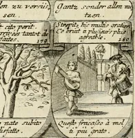 Picture 78 of 181 from M. Laurentii Wolfgangi Woyttens Emblematischer Parnassus : worauf die Musen, ihre Blumen-Lese, zu allerhand Freuden und Trauer-Kräntzen halten : um, den Lob-werthen Tugend-Chor, durch angenehme Rosen : hergegen, das ungezähmte Laster-Thun, mit wildem Dorn- und Distel-Flor, zu krönen : nach specialem Verlangen, in einem Gefilde, von funffzehen Hundert in dreyen verschiedlichen Theilen verfassten .. (1727), leaf 124