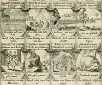Picture 83 of 181 from M. Laurentii Wolfgangi Woyttens Emblematischer Parnassus : worauf die Musen, ihre Blumen-Lese, zu allerhand Freuden und Trauer-Kräntzen halten : um, den Lob-werthen Tugend-Chor, durch angenehme Rosen : hergegen, das ungezähmte Laster-Thun, mit wildem Dorn- und Distel-Flor, zu krönen : nach specialem Verlangen, in einem Gefilde, von funffzehen Hundert in dreyen verschiedlichen Theilen verfassten .. (1727), leaf 128