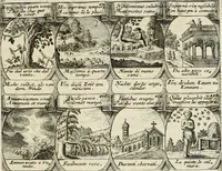Picture 109 of 181 from M. Laurentii Wolfgangi Woyttens Emblematischer Parnassus : worauf die Musen, ihre Blumen-Lese, zu allerhand Freuden und Trauer-Kräntzen halten : um, den Lob-werthen Tugend-Chor, durch angenehme Rosen : hergegen, das ungezähmte Laster-Thun, mit wildem Dorn- und Distel-Flor, zu krönen : nach specialem Verlangen, in einem Gefilde, von funffzehen Hundert in dreyen verschiedlichen Theilen verfassten .. (1727), leaf 168