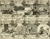 Picture 118 of 181 from M. Laurentii Wolfgangi Woyttens Emblematischer Parnassus : worauf die Musen, ihre Blumen-Lese, zu allerhand Freuden und Trauer-Kräntzen halten : um, den Lob-werthen Tugend-Chor, durch angenehme Rosen : hergegen, das ungezähmte Laster-Thun, mit wildem Dorn- und Distel-Flor, zu krönen : nach specialem Verlangen, in einem Gefilde, von funffzehen Hundert in dreyen verschiedlichen Theilen verfassten .. (1727), leaf 178