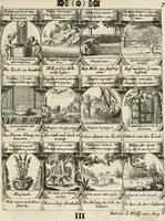 Picture 121 of 181 from M. Laurentii Wolfgangi Woyttens Emblematischer Parnassus : worauf die Musen, ihre Blumen-Lese, zu allerhand Freuden und Trauer-Kräntzen halten : um, den Lob-werthen Tugend-Chor, durch angenehme Rosen : hergegen, das ungezähmte Laster-Thun, mit wildem Dorn- und Distel-Flor, zu krönen : nach specialem Verlangen, in einem Gefilde, von funffzehen Hundert in dreyen verschiedlichen Theilen verfassten .. (1727), leaf 186