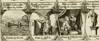 An illustration from M. Laurentii Wolfgangi Woyttens Emblematischer Parnassus : worauf die Musen, ihre Blumen-Lese, zu allerhand Freuden und Trauer-Kräntzen halten : um, den Lob-werthen Tugend-Chor, durch angenehme Rosen : hergegen, das ungezähmte Laster-Thun, mit wildem Dorn- und Distel-Flor, zu krönen : nach specialem Verlangen, in einem Gefilde, von funffzehen Hundert in dreyen verschiedlichen Theilen verfassten .. (1727)
