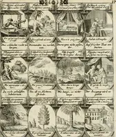 Picture 144 of 181 from M. Laurentii Wolfgangi Woyttens Emblematischer Parnassus : worauf die Musen, ihre Blumen-Lese, zu allerhand Freuden und Trauer-Kräntzen halten : um, den Lob-werthen Tugend-Chor, durch angenehme Rosen : hergegen, das ungezähmte Laster-Thun, mit wildem Dorn- und Distel-Flor, zu krönen : nach specialem Verlangen, in einem Gefilde, von funffzehen Hundert in dreyen verschiedlichen Theilen verfassten .. (1727), leaf 216