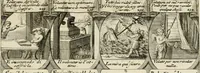An illustration from M. Laurentii Wolfgangi Woyttens Emblematischer Parnassus : worauf die Musen, ihre Blumen-Lese, zu allerhand Freuden und Trauer-Kräntzen halten : um, den Lob-werthen Tugend-Chor, durch angenehme Rosen : hergegen, das ungezähmte Laster-Thun, mit wildem Dorn- und Distel-Flor, zu krönen : nach specialem Verlangen, in einem Gefilde, von funffzehen Hundert in dreyen verschiedlichen Theilen verfassten .. (1727)