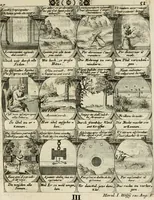 Picture 156 of 181 from M. Laurentii Wolfgangi Woyttens Emblematischer Parnassus : worauf die Musen, ihre Blumen-Lese, zu allerhand Freuden und Trauer-Kräntzen halten : um, den Lob-werthen Tugend-Chor, durch angenehme Rosen : hergegen, das ungezähmte Laster-Thun, mit wildem Dorn- und Distel-Flor, zu krönen : nach specialem Verlangen, in einem Gefilde, von funffzehen Hundert in dreyen verschiedlichen Theilen verfassten .. (1727), leaf 230