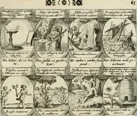 Picture 163 of 181 from M. Laurentii Wolfgangi Woyttens Emblematischer Parnassus : worauf die Musen, ihre Blumen-Lese, zu allerhand Freuden und Trauer-Kräntzen halten : um, den Lob-werthen Tugend-Chor, durch angenehme Rosen : hergegen, das ungezähmte Laster-Thun, mit wildem Dorn- und Distel-Flor, zu krönen : nach specialem Verlangen, in einem Gefilde, von funffzehen Hundert in dreyen verschiedlichen Theilen verfassten .. (1727), leaf 244