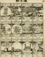 Picture 16 of 181 from M. Laurentii Wolfgangi Woyttens Emblematischer Parnassus : worauf die Musen, ihre Blumen-Lese, zu allerhand Freuden und Trauer-Kräntzen halten : um, den Lob-werthen Tugend-Chor, durch angenehme Rosen : hergegen, das ungezähmte Laster-Thun, mit wildem Dorn- und Distel-Flor, zu krönen : nach specialem Verlangen, in einem Gefilde, von funffzehen Hundert in dreyen verschiedlichen Theilen verfassten .. (1727), leaf 34