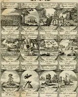 Picture 18 of 181 from M. Laurentii Wolfgangi Woyttens Emblematischer Parnassus : worauf die Musen, ihre Blumen-Lese, zu allerhand Freuden und Trauer-Kräntzen halten : um, den Lob-werthen Tugend-Chor, durch angenehme Rosen : hergegen, das ungezähmte Laster-Thun, mit wildem Dorn- und Distel-Flor, zu krönen : nach specialem Verlangen, in einem Gefilde, von funffzehen Hundert in dreyen verschiedlichen Theilen verfassten .. (1727), leaf 38