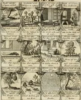 Picture 27 of 181 from M. Laurentii Wolfgangi Woyttens Emblematischer Parnassus : worauf die Musen, ihre Blumen-Lese, zu allerhand Freuden und Trauer-Kräntzen halten : um, den Lob-werthen Tugend-Chor, durch angenehme Rosen : hergegen, das ungezähmte Laster-Thun, mit wildem Dorn- und Distel-Flor, zu krönen : nach specialem Verlangen, in einem Gefilde, von funffzehen Hundert in dreyen verschiedlichen Theilen verfassten .. (1727), leaf 54