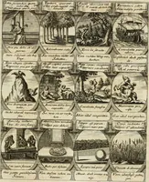 Picture 29 of 181 from M. Laurentii Wolfgangi Woyttens Emblematischer Parnassus : worauf die Musen, ihre Blumen-Lese, zu allerhand Freuden und Trauer-Kräntzen halten : um, den Lob-werthen Tugend-Chor, durch angenehme Rosen : hergegen, das ungezähmte Laster-Thun, mit wildem Dorn- und Distel-Flor, zu krönen : nach specialem Verlangen, in einem Gefilde, von funffzehen Hundert in dreyen verschiedlichen Theilen verfassten .. (1727), leaf 58