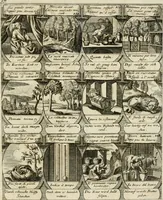 Picture 46 of 181 from M. Laurentii Wolfgangi Woyttens Emblematischer Parnassus : worauf die Musen, ihre Blumen-Lese, zu allerhand Freuden und Trauer-Kräntzen halten : um, den Lob-werthen Tugend-Chor, durch angenehme Rosen : hergegen, das ungezähmte Laster-Thun, mit wildem Dorn- und Distel-Flor, zu krönen : nach specialem Verlangen, in einem Gefilde, von funffzehen Hundert in dreyen verschiedlichen Theilen verfassten .. (1727), leaf 80