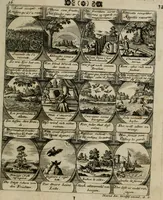 Picture 14 of 42 from M. Laurentii Wolfgangi Woyttens Emblematischer Parnassus : worauf die Musen, ihre Blumen-lese zu allerhand Freuden und Trauer-kränken halten. Um den Lob-werthen Tugend-chor durch angenehme rosen hergegen das ungezähmte Laster-thun mit wildem Dorn- und Distel-flor zu krönen (1727), leaf 36
