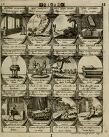 Picture 15 of 42 from M. Laurentii Wolfgangi Woyttens Emblematischer Parnassus : worauf die Musen, ihre Blumen-lese zu allerhand Freuden und Trauer-kränken halten. Um den Lob-werthen Tugend-chor durch angenehme rosen hergegen das ungezähmte Laster-thun mit wildem Dorn- und Distel-flor zu krönen (1727), leaf 38