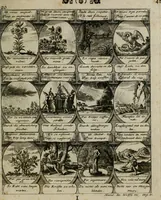 An illustration from M. Laurentii Wolfgangi Woyttens Emblematischer Parnassus : worauf die Musen, ihre Blumen-lese zu allerhand Freuden und Trauer-kränken halten. Um den Lob-werthen Tugend-chor durch angenehme rosen hergegen das ungezähmte Laster-thun mit wildem Dorn- und Distel-flor zu krönen (1727)