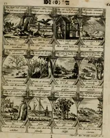 Picture 29 of 42 from M. Laurentii Wolfgangi Woyttens Emblematischer Parnassus : worauf die Musen, ihre Blumen-lese zu allerhand Freuden und Trauer-kränken halten. Um den Lob-werthen Tugend-chor durch angenehme rosen hergegen das ungezähmte Laster-thun mit wildem Dorn- und Distel-flor zu krönen (1727), leaf 64