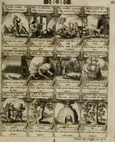 Picture 32 of 42 from M. Laurentii Wolfgangi Woyttens Emblematischer Parnassus : worauf die Musen, ihre Blumen-lese zu allerhand Freuden und Trauer-kränken halten. Um den Lob-werthen Tugend-chor durch angenehme rosen hergegen das ungezähmte Laster-thun mit wildem Dorn- und Distel-flor zu krönen (1727), leaf 70