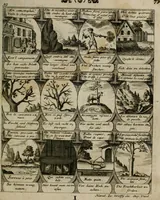 Picture 38 of 42 from M. Laurentii Wolfgangi Woyttens Emblematischer Parnassus : worauf die Musen, ihre Blumen-lese zu allerhand Freuden und Trauer-kränken halten. Um den Lob-werthen Tugend-chor durch angenehme rosen hergegen das ungezähmte Laster-thun mit wildem Dorn- und Distel-flor zu krönen (1727), leaf 82