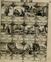 Picture 39 of 42 from M. Laurentii Wolfgangi Woyttens Emblematischer Parnassus : worauf die Musen, ihre Blumen-lese zu allerhand Freuden und Trauer-kränken halten. Um den Lob-werthen Tugend-chor durch angenehme rosen hergegen das ungezähmte Laster-thun mit wildem Dorn- und Distel-flor zu krönen (1727), leaf 84