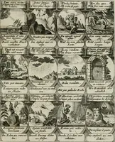 Picture 53 of 156 from M. Laurentii Wolfgangi Woyttens Emblematischer Parnassus : worauf die Musen, ihre Blumen-lese zu allerhand Freuden und Trauer-kränken halten. Um den Lob-werthen Tugend-chor durch angenehme rosen hergegen das ungezähmte Laster-thun mit wildem Dorn- und Distel-flor zu krönen (1727), leaf 104