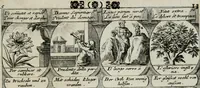 Picture 54 of 156 from M. Laurentii Wolfgangi Woyttens Emblematischer Parnassus : worauf die Musen, ihre Blumen-lese zu allerhand Freuden und Trauer-kränken halten. Um den Lob-werthen Tugend-chor durch angenehme rosen hergegen das ungezähmte Laster-thun mit wildem Dorn- und Distel-flor zu krönen (1727), leaf 106