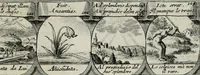 An illustration from M. Laurentii Wolfgangi Woyttens Emblematischer Parnassus : worauf die Musen, ihre Blumen-lese zu allerhand Freuden und Trauer-kränken halten. Um den Lob-werthen Tugend-chor durch angenehme rosen hergegen das ungezähmte Laster-thun mit wildem Dorn- und Distel-flor zu krönen (1727)