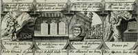 Picture 67 of 156 from M. Laurentii Wolfgangi Woyttens Emblematischer Parnassus : worauf die Musen, ihre Blumen-lese zu allerhand Freuden und Trauer-kränken halten. Um den Lob-werthen Tugend-chor durch angenehme rosen hergegen das ungezähmte Laster-thun mit wildem Dorn- und Distel-flor zu krönen (1727), leaf 118