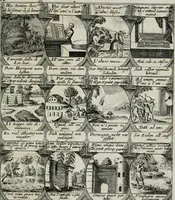 Picture 68 of 156 from M. Laurentii Wolfgangi Woyttens Emblematischer Parnassus : worauf die Musen, ihre Blumen-lese zu allerhand Freuden und Trauer-kränken halten. Um den Lob-werthen Tugend-chor durch angenehme rosen hergegen das ungezähmte Laster-thun mit wildem Dorn- und Distel-flor zu krönen (1727), leaf 120