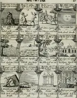 Picture 69 of 156 from M. Laurentii Wolfgangi Woyttens Emblematischer Parnassus : worauf die Musen, ihre Blumen-lese zu allerhand Freuden und Trauer-kränken halten. Um den Lob-werthen Tugend-chor durch angenehme rosen hergegen das ungezähmte Laster-thun mit wildem Dorn- und Distel-flor zu krönen (1727), leaf 122