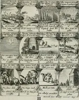 Picture 70 of 156 from M. Laurentii Wolfgangi Woyttens Emblematischer Parnassus : worauf die Musen, ihre Blumen-lese zu allerhand Freuden und Trauer-kränken halten. Um den Lob-werthen Tugend-chor durch angenehme rosen hergegen das ungezähmte Laster-thun mit wildem Dorn- und Distel-flor zu krönen (1727), leaf 124