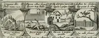 Picture 72 of 156 from M. Laurentii Wolfgangi Woyttens Emblematischer Parnassus : worauf die Musen, ihre Blumen-lese zu allerhand Freuden und Trauer-kränken halten. Um den Lob-werthen Tugend-chor durch angenehme rosen hergegen das ungezähmte Laster-thun mit wildem Dorn- und Distel-flor zu krönen (1727), leaf 128