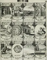 Picture 92 of 156 from M. Laurentii Wolfgangi Woyttens Emblematischer Parnassus : worauf die Musen, ihre Blumen-lese zu allerhand Freuden und Trauer-kränken halten. Um den Lob-werthen Tugend-chor durch angenehme rosen hergegen das ungezähmte Laster-thun mit wildem Dorn- und Distel-flor zu krönen (1727), leaf 158