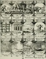An illustration from M. Laurentii Wolfgangi Woyttens Emblematischer Parnassus : worauf die Musen, ihre Blumen-lese zu allerhand Freuden und Trauer-kränken halten. Um den Lob-werthen Tugend-chor durch angenehme rosen hergegen das ungezähmte Laster-thun mit wildem Dorn- und Distel-flor zu krönen (1727)