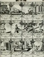 An illustration from M. Laurentii Wolfgangi Woyttens Emblematischer Parnassus : worauf die Musen, ihre Blumen-lese zu allerhand Freuden und Trauer-kränken halten. Um den Lob-werthen Tugend-chor durch angenehme rosen hergegen das ungezähmte Laster-thun mit wildem Dorn- und Distel-flor zu krönen (1727)